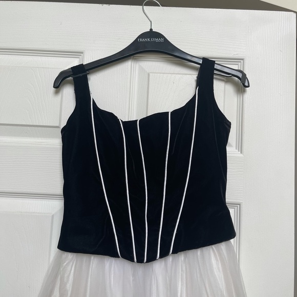 90s Zum Zum by Niki Livas velvet corset-look gown — black bodice tulle skirt - Picture 4 of 13